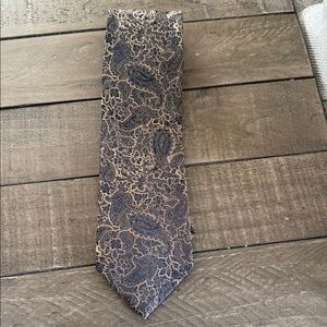 Paul Fredrick Tan  and Gold  with Black Paisley Tie